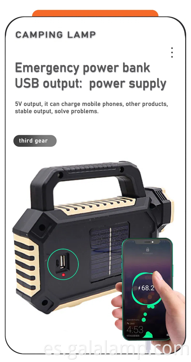 Luz de trabajo con LED solar al aire libre de alta potencia para acampar